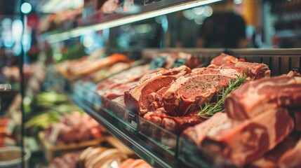 Fresh meat in a butcher shop display