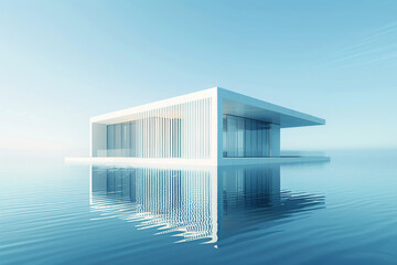 Fototapeta premium Modern buildings by the lake. Empty architectural background.