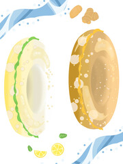 ジンジャーエールとレモネード柄の浮輪