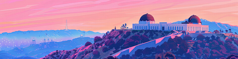 Obraz premium Exploring Griffith Observatory, Los Angeles - Ultra-Detailed Illustration