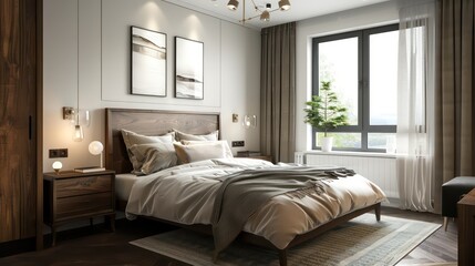 modern living room with bed, bedroom ideas, beautiful comfy bed, interior design