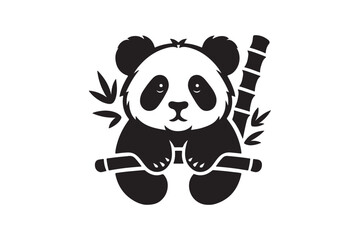 Panda sillhouatte vector illustration 