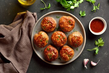 Roasted minced cutlets from beef and pork meat