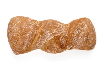 Ciabatta bread, italian wheat bread, isolated on white background. High resolution image.