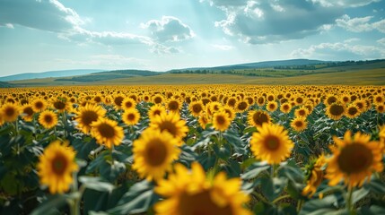 A field of sunflowers is in full bloom