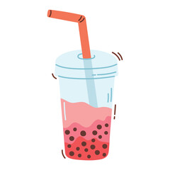 Bubble tea drinks in plastic glass