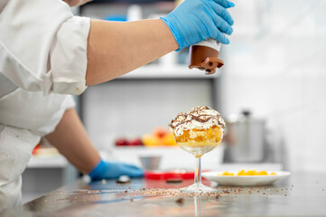chef preparing a delicious dessert. High quality 4k footage