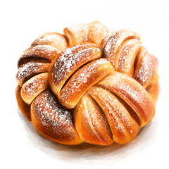 Twisted Cinnamon Bun, isolated on white background, digital watercolor