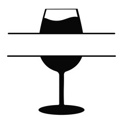 A black silhouette of a wine glass on a white background