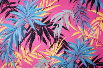 Hawaiian bamboo leaf pattern yellow plant.