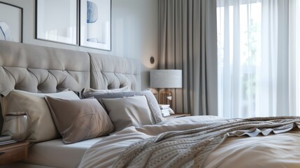 Fototapeta premium luxurious bedroom in modern apartment, bedroom interior design
