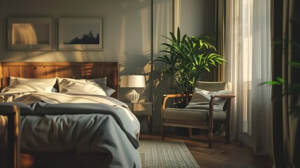 luxurious bedroom in modern apartment, bedroom interior design