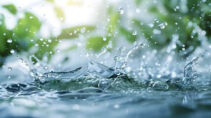 Innovative Water Conservation Technology Showcase with Flowing Droplets and Liquid Splashes