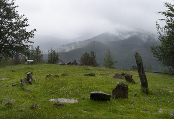 Prehistoric Cemetery of Mulisko Gaina. Mulisko Gaina with Mount Adarra in the background, Euskadi