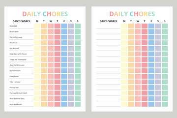 Daily Chores printable for kids, school time