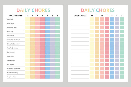 Daily Chores printable for kids, school time - Powered by Adobe