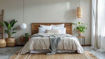comfy clean interior design bedroom, modern home