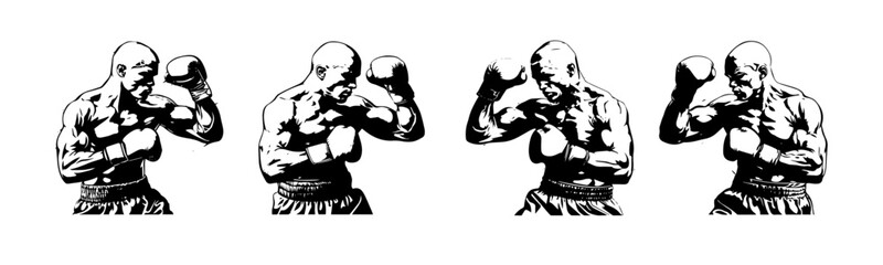 Fototapeta premium set of illustration fighter boxing charac