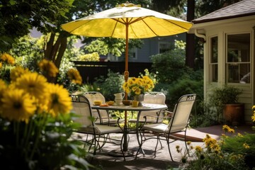 Obraz premium Flower chair table patio. 