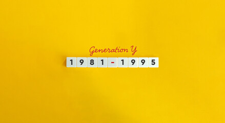 Generation Y, Gen Y, or Millennials Concept Image.. Text on Block Letter Tiles on Yellow Background. Minimalist Aesthetics.