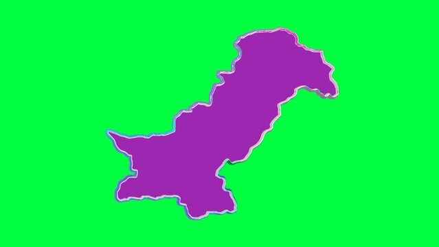 Pakistan blinking colorful map isolated on green background