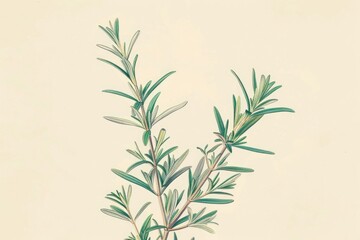 Obraz premium Elegant Botanical Illustration of Rosemary Sprig - Design for Print, Card, Poster