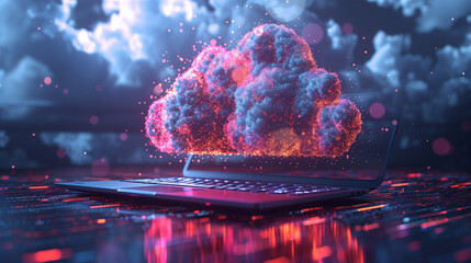 cloud and laptop, cloud service concept