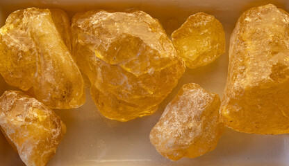 amber mineral stones close up