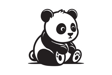 Panda sillhouatte vector illustration 