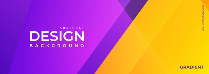 Purple and yellow abstract banner with diagonal geometric shapes. Modern orange and violet vector wide background design template for cover, poster, promotion, banner. Vector illustration