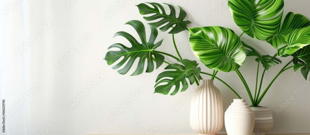 Canvas Prints Monstera Leaves on White Background in Modern Interior