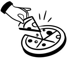 Hand getting pizza slice