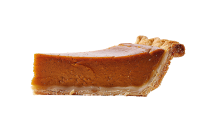 A delicious slice of pumpkin pie with a flaky crust, perfect for desserts and holiday celebrations.