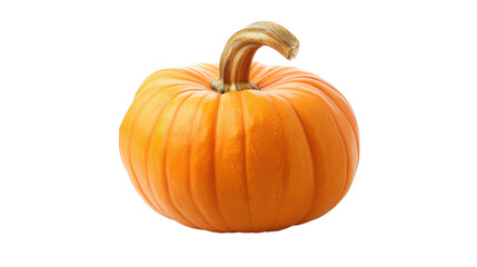 Bright orange pumpkin isolated on white background, perfect for autumn, Halloween, and Thanksgiving themes.