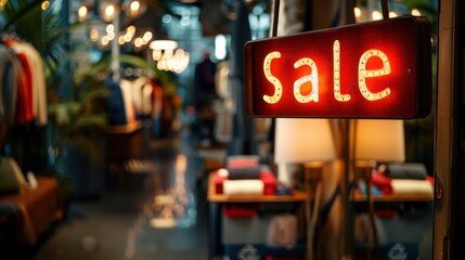 Luxury Boutique Elegance: Sale Sign in High-End Store