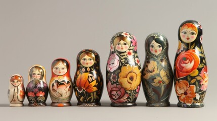 Matryoshka dolls in a vertical row