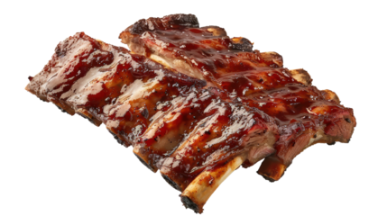 Delicious grilled BBQ ribs with a glaze of smoky BBQ sauce, perfect for a summer cookout or a hearty dinner.