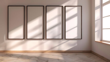 A blank photo frame on the wall