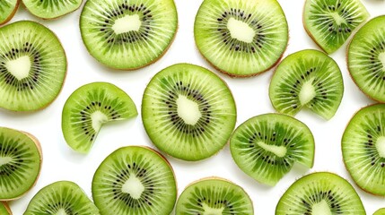 Fototapeta premium Fresh kiwi slice background on white background