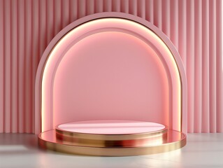 Luxurious Pink and Rose Gold Podium in Modern Chic Design