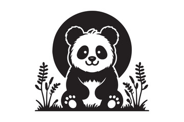 Panda sillhouatte vector illustration 