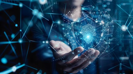 The importance of data privacy in a world where personal information is constantly collected, showcased as a person holding a shield guarding their online presence