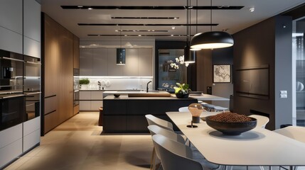 Fototapeta premium kitchen interior of modern house apartment, luxurious kitchen design
