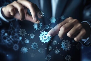 Hands working on precision engineering gears in a mechanical workshop. Concept of mechanical engineering and technical expertise. Ideal for industrial, machinery, and engineering projects.