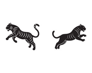 Obraz premium simple tiger jumping-silhouette jumping-vector AI generated 