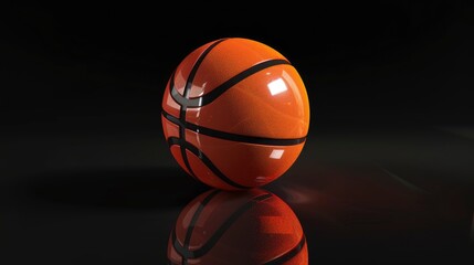 Fototapeta premium Basketball Ball On A Black Background, 3D Render, High Quality Background