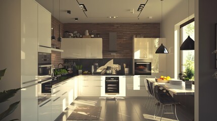 modern living room with kitchen, open kitchen, open living room, kitchen design, interior design