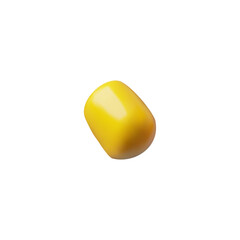 3D illustration with glossy yellow corn grain on a white background, top view