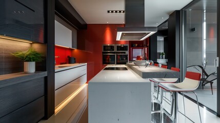 modern interior of a kitchen, beautiful kitchen design