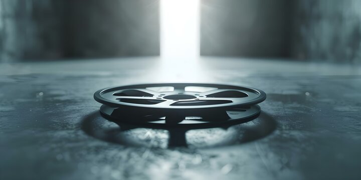 Oldfashioned film reel creates nostalgic vintage cinematic atmosphere with classic cinematography. Concept Vintage Cinematography, Nostalgic Atmosphere, Classic Film Reel, Cinematic Nostalgia